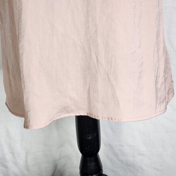 Massimo Blush Pink Ruffle Cap Sleeve Keyhole Front and Back Poly Top Size XS - Picture 6 of 16